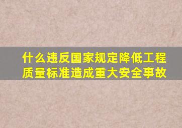什么违反国家规定降低工程质量标准造成重大安全事故
