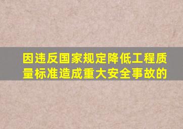 因违反国家规定降低工程质量标准造成重大安全事故的