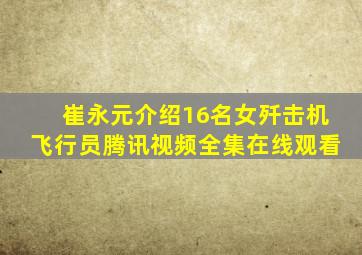 崔永元介绍16名女歼击机飞行员腾讯视频全集在线观看
