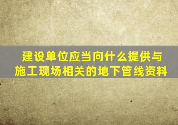 建设单位应当向什么提供与施工现场相关的地下管线资料